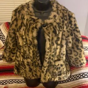 Faux Fur Women Animal Print Jackst Short Jacket